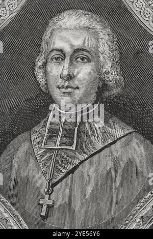 Charles Maurice de Talleyrand (Charles-Maurice de Talleyrand-Périgord) (1754-1838), Prinz von Talleyrand. Französischer säkularisierter Geistlicher, Staatsmann und Diplomat. 1779 wurde er zum Priester geweiht und 1788 zum Bischof von Autun ernannt. Während der Französischen Revolution hielt er sich an die Zivilverfassung des Klerus (1790) und verzichtete später auf das Priestertum, um ein säkulares Leben zu führen. 1789 wurde er zum stellvertretenden Klerus des Generalstabs gewählt. Präsident der verfassungsgebenden Nationalversammlung (16-27. Februar 1790). Französischer Botschafter im Vereinigten Königreich (1792-1793). Hochformat. Gravur. Stockfoto