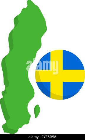 Schwedische Karte und schwedisches Flaggensymbol. Editierbarer Vektor. Stock Vektor