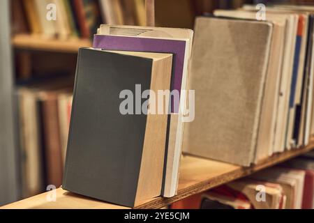 Viele Bücher in Regalen in einer Bibliothek Stockfoto