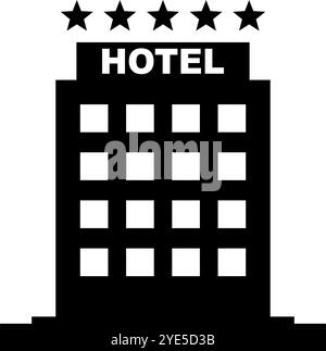 5 Sterne Hotel Silhouette Icon. Luxushotel. Editierbarer Vektor. Stock Vektor