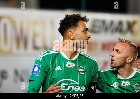 Leonardo Rocha sah, wie er im PKO BP Ekstraklasa Spiel zwischen den Teams Radomiak Radom und Puszcza Niepolomice im Stadion M ein Tor erzielte Stockfoto