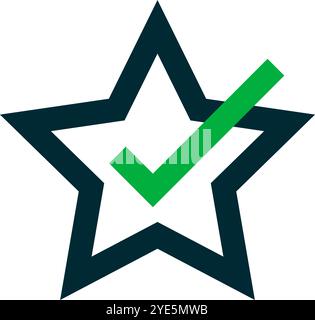 Stern und Häkchen. Zertifizierung. Favorit. Editierbarer Vektor. Stock Vektor