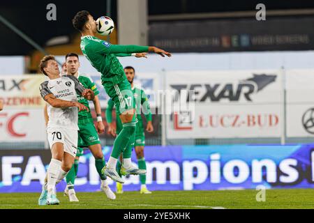 Wojciech Hajda, Leonardo Rocha während des PKO BP Ekstraklasa Spiels zwischen den Teams Radomiak Radom und Puszcza Niepolomice im Stadion Miejski im gesehen. Brac Stockfoto