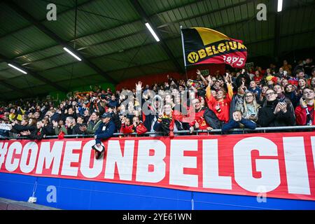 Brüssel, Belgien Oktober 2024. Belgische Fans und Fans wurden während eines Fußballspiels zwischen der belgischen Nationalmannschaft der Roten Flammen und Griechenland am Dienstag, den 29. Oktober 2024 in Brüssel, dem zweiten Leg der ersten Qualifikationsrunde der Gruppenphase für die EM 2025, dargestellt. BELGA FOTO DAVID CATRY Credit: Belga News Agency/Alamy Live News Stockfoto