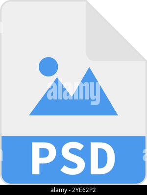 Symbol für PSD-Datei mit flachem Design. Symbol für PSD-Daten. Editierbarer Vektor. Stock Vektor