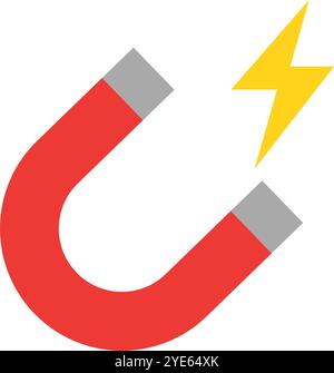 Magnet- und Anziehungssymbol. Elektrische Energie. Editierbarer Vektor. Stock Vektor