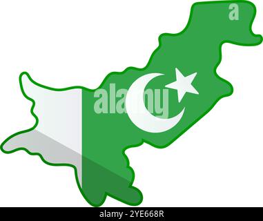 Pakistanische Karte mit pakistanischer Flagge. Editierbarer Vektor. Stock Vektor