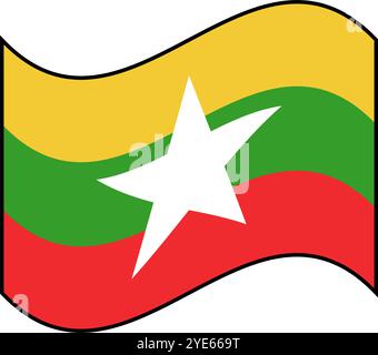 Das Symbol der Myanmar-Flagge im Wind winkt. Editierbarer Vektor. Stock Vektor