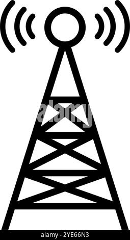Funkturm-Symbol für drahtlose Kommunikation. Editierbarer Vektor. Stock Vektor