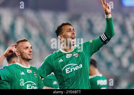 Jan Grzesik, Leonardo Rocha (Radomiak Radom) im PKO BP Ekstraklasa Spiel zwischen den Teams Radomiak Radom und Puszcza Niepolomice im Stadion Miejski im. Braci Czachorow. Stockfoto