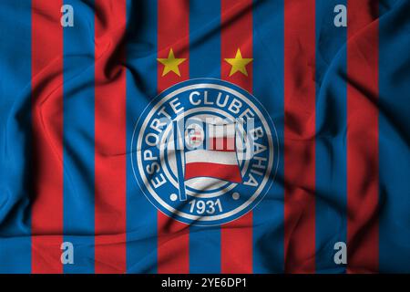 Pringsewu, lampung 30. oktober 2024; Bahia Football Club, selektiver Fokus Logo Textur Hintergrund brasilianische Serie A Meisterschaft. Stockfoto