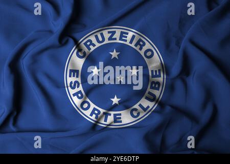 Pringsewu, lampung 30. oktober 2024; Cruzeiro Football Club, selektiver Fokus Logo Textur Hintergrund brasilianische Serie A Meisterschaft. Stockfoto