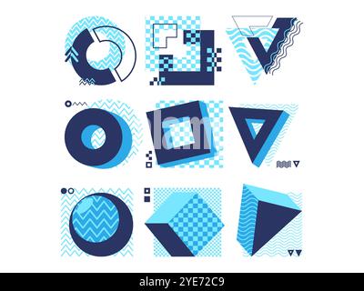 Trendige geometrische abstrakte Form moderner Minimalismus Stil Moderne dynamische künstlerische bunte Design Icons Set Kollektion Stock Vektor