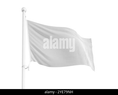Realistisches 3D-Modell mit gewellter weißer Flagge Stockfoto
