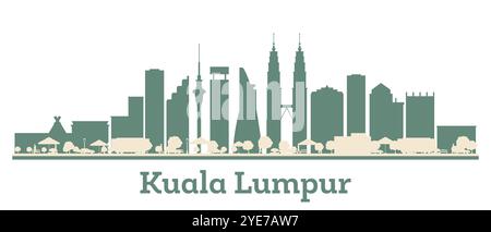 Abstrakte Silhouette der Skyline von Kuala Lumpur mit farbigen Gebäuden. Vektorabbildung. Business Travel und Tourismuskonzept mit moderner Architektur. Stock Vektor