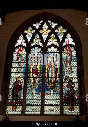 Buntglasfenster, St. Olave's Church, City of London, England, Vereinigtes Königreich Stockfoto