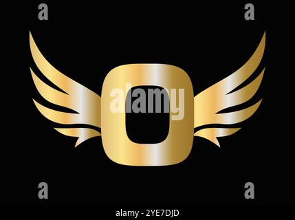 Letter O Wing Logo Design Konzept mit Flügelsymbol Vektorschild Stock Vektor