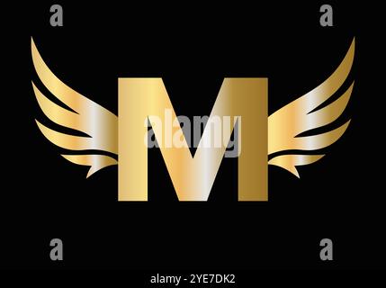 Letter M Wing Logo Design Konzept mit Flügelsymbol Vektorschild Stock Vektor