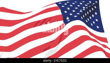 Amerikanische Flagge auf weißem Hintergrund für 4. Juli-Postervorlage. Vektorillustration der USA-Flagge für die Unabhängigkeitsfeier. Werbebanner Stock Vektor