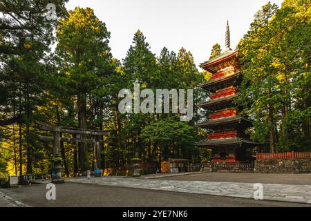 Gojunoto, fünfstöckige Pagode, im Nikko Toshogu in Nikko, Präfektur Tochigi, Japan. Stockfoto