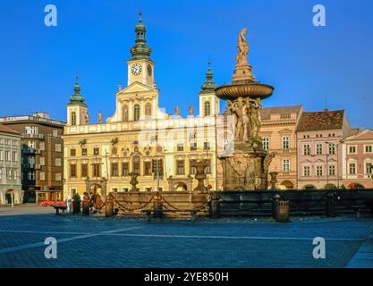 Samson's Fountain in Ceske Budejovice, Tschechische Republik Stockfoto