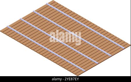 Sushi-Rollmatte mit isometrischer Projektion, ideal für die Zubereitung von Makizushi zu Hause oder in Restaurants Stock Vektor