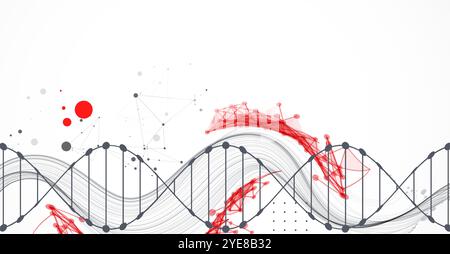 Wissenschaftliche Vorlage, Hintergrundbild oder Banner mit DNA-Molekülen. Handgezeichneter Vektor. Stock Vektor