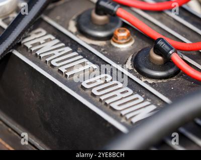 Nahaufnahme eines klassischen Renault Gordini-Motors Stockfoto