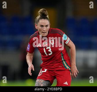 Cardiff, UK, 29 Oct 2024 Rachel Rowe aus Wales während der Europameisterschaft der Frauen 2025 - Play-offs Runde 1 im Cardiff City Stadium Cardiff Vereinigtes Königreich am 29. Oktober 2024 Graham Glendinning / Alamy Live News Stockfoto