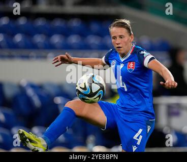 Cardiff, UK, 29 Oct 2024 Andrea Horvathova aus der Slowakei während der Europameisterschaft der Frauen 2025 - Play-offs Runde 1 im Cardiff City Stadium Cardiff Vereinigtes Königreich am 29. Oktober 2024 Graham Glendinning / Alamy Live News Stockfoto