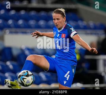 Cardiff, UK, 29 Oct 2024 Andrea Horvathova aus der Slowakei während der Europameisterschaft der Frauen 2025 - Play-offs Runde 1 im Cardiff City Stadium Cardiff Vereinigtes Königreich am 29. Oktober 2024 Graham Glendinning / Alamy Live News Stockfoto