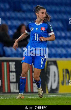 Cardiff, UK, 29 Oct 2024 Patricia Hmirova aus der Slowakei während der Europameisterschaft der Frauen 2025 - Play-offs Runde 1 im Cardiff City Stadium Cardiff Vereinigtes Königreich am 29. Oktober 2024 Graham Glendinning / Alamy Live News Stockfoto