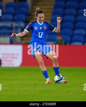 Cardiff, UK, 29 Oct 2024 Maria Mikolajova aus der Slowakei während der Europameisterschaft der Frauen 2025 - Play-offs Runde 1 im Cardiff City Stadium Cardiff Vereinigtes Königreich am 29. Oktober 2024 Graham Glendinning / Alamy Live News Stockfoto