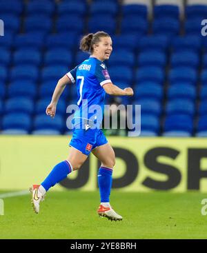 Cardiff, UK, 29 Oct 2024 Patricia Fischerova aus der Slowakei während der Europameisterschaft der Frauen 2025 - Play-offs Runde 1 im Cardiff City Stadium Cardiff Vereinigtes Königreich am 29. Oktober 2024 Graham Glendinning / Alamy Live News Stockfoto