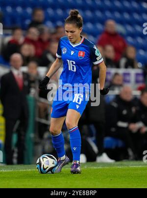 Cardiff, UK, 29 Oct 2024 Diana Bartovicova aus der Slowakei während der Europameisterschaft der Frauen 2025 - Play-offs Runde 1 im Cardiff City Stadium Cardiff Vereinigtes Königreich am 29. Oktober 2024 Graham Glendinning / Alamy Live News Stockfoto