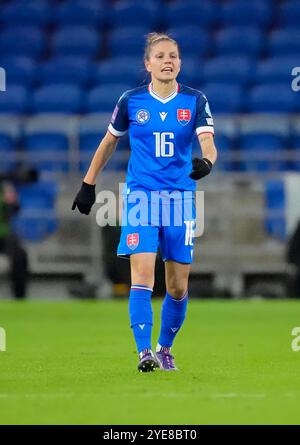 Cardiff, UK, 29 Oct 2024 Diana Bartovicova aus der Slowakei während der Europameisterschaft der Frauen 2025 - Play-offs Runde 1 im Cardiff City Stadium Cardiff Vereinigtes Königreich am 29. Oktober 2024 Graham Glendinning / Alamy Live News Stockfoto