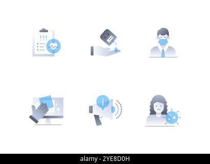 Gesundheitscheck – Symbole im flachen Design Stock Vektor