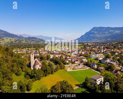 Luftaufnahme auf Balzers Liechtenstein Stockfoto