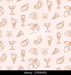 Italienisches Food Cafe Nahtloses Muster Hintergrund Stock Vektor