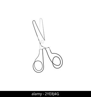 Scheren, Scheren. Minimalistischer einzeiliger Zeichenstil. Bastelwerkzeug. Zurück zur Schule, Bildungskonzept. Handgezeichnete Vektorgrafik. Stock Vektor