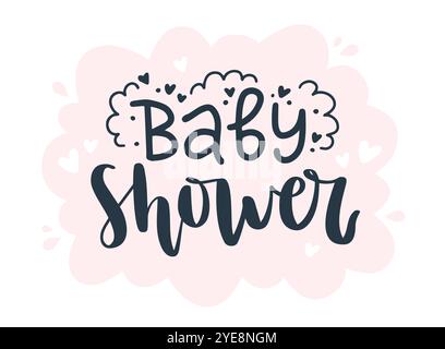 Baby-Dusche-Schriftzug handgezeichnet. Grußansage für Partyeinladungen, Phrase für Karten oder Abzüge. Stock Vektor