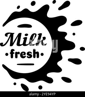 Atemberaubende schwarze Tintenfarbe mit Text im Inneren, ideal zur Förderung der Frische von Milchprodukten. Fängt die Essenz von Milchprodukten ein, perfekt für Anzeigen Stock Vektor