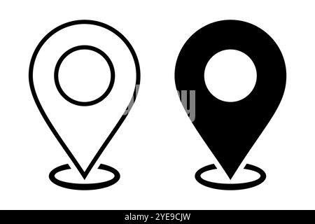 Symbol für Positionskarte, Markierung für Positionsmarkierung. Positionssymbole. GPS-Positionssymbol. Flache Vektordarstellung Symbolsatz für Position Stock Vektor