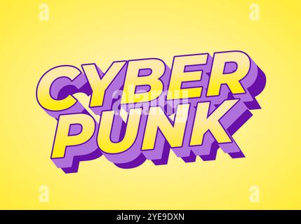 Cyber Punk. Texteffekt in Fettschrift im 3D-Stil Stock Vektor