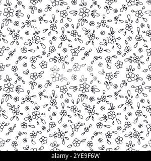 Nahtloses Schwarz-weiß-Muster mit floralen Blüten Stock Vektor