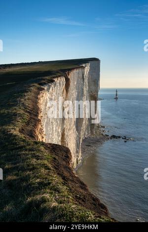 Beachy Head Lighthouse & Beachy Head, in der Nähe von Eastbourne, South Downs National Park, East Sussex, England, Großbritannien Stockfoto