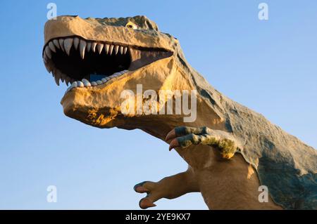 Der größte Dinosaurier der Welt in Drumheller, Kanada; Drumheller, Alberta, Kanada Stockfoto