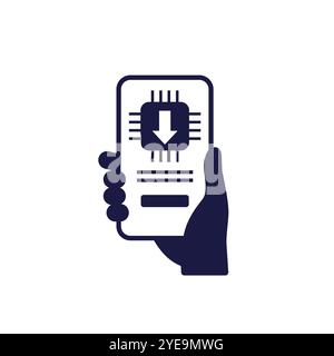 Symbol für Firmware-Aktualisierung, Smartphone in Hand Vektor Stock Vektor