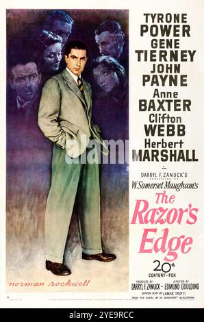 Filmposter The Razor's Edge – Tyrone Power, Gene Tierney, John Payne, Anne Baxter, Clifton Webb, Herbert Marshall... Stockfoto