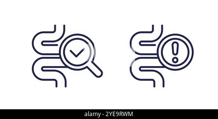 Weiße Symbole für die Zeile der Darmuntersuchung Stock Vektor